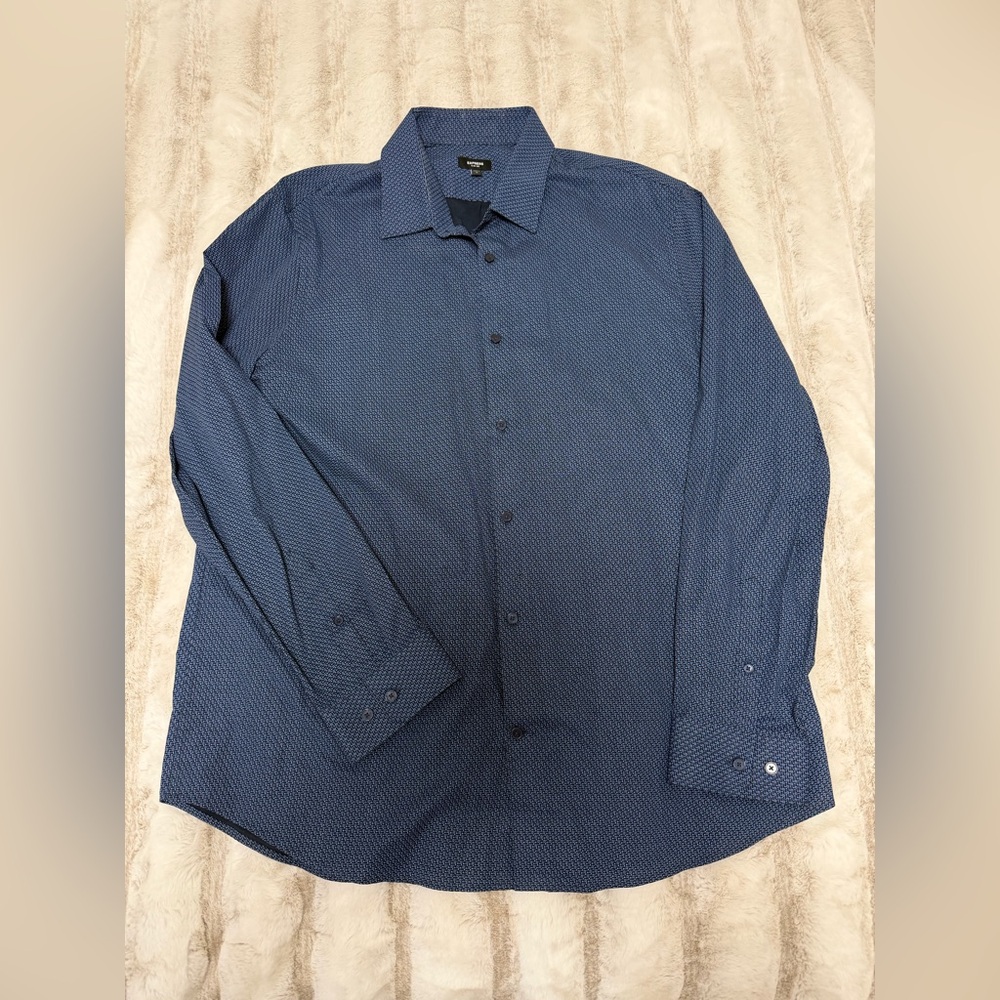 Express Blue Patterned Casual Shirt